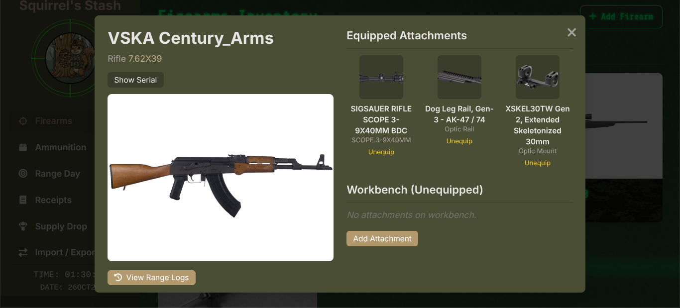 App Screenshot - Firearms List